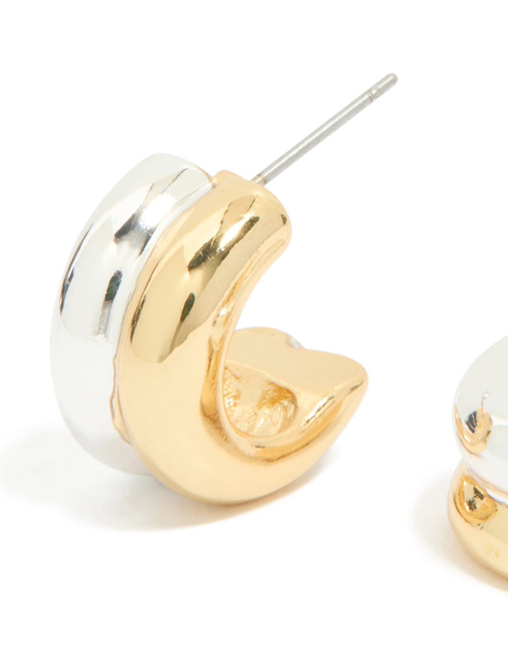 Mixed Metal Ribbed Illusion Hoop Earrings