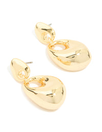 Gold Plated Molten Oval Drop Earrings - link has visual effect only