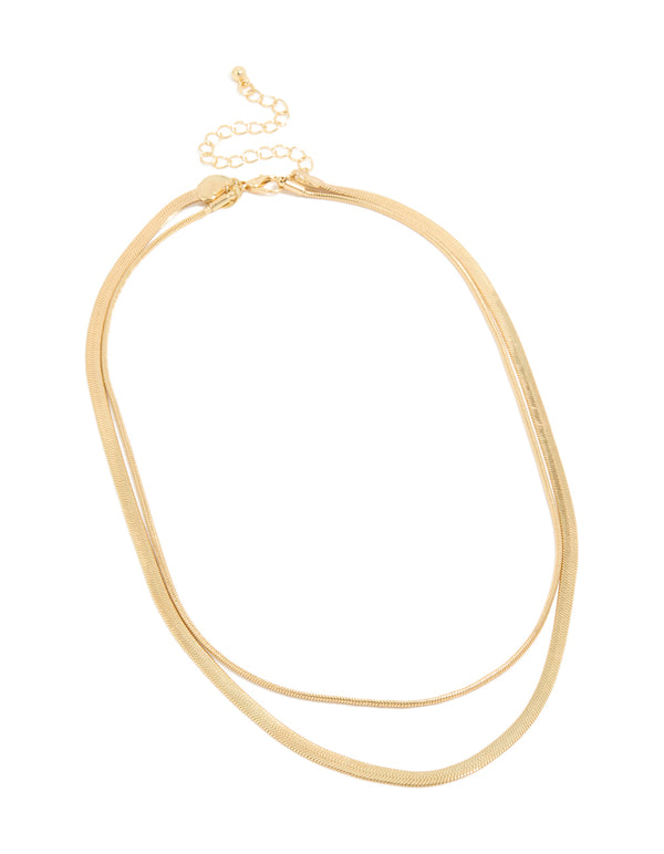 Gold Plated Fine & Snake Chain Layered Necklace