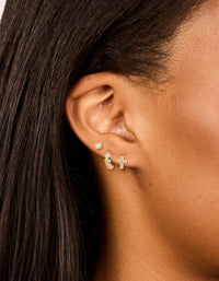 Gold Cubic Zirconia Cross & Snake Earrings 3-Pack - link has visual effect only