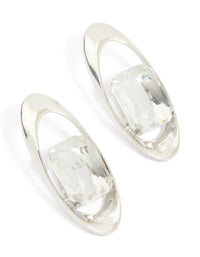 Silver Diamante Oval Stud Earrings - link has visual effect only