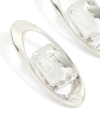 Silver Diamante Oval Stud Earrings - link has visual effect only