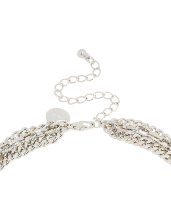 Silver Heart & Cross Gothic Layered Necklace