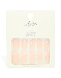 Pink Metallic French Tip Pearl Press On Nails 24-Set - link has visual effect only