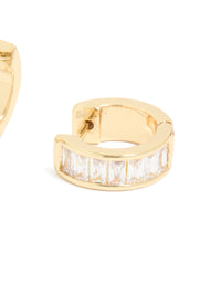 Gold Plated Cubic Zirconia Inlay Huggie Earrings - link has visual effect only