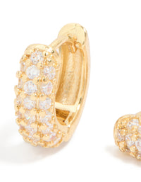 Gold Plated Cubic Zirconia Curved Small Huggie Earrings - link has visual effect only