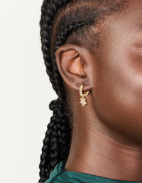 Gold Plated Cubic Zirconia Flower Pendant Huggie Earrings - link has visual effect only