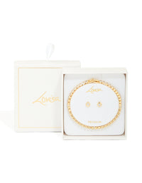 Gold Plated Cubic Zirconia Tennis Bracelet & Earrings Set - link has visual effect only