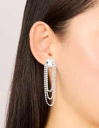 Silver Diamante & Layered Chain Drop Earrings - link has visual effect only