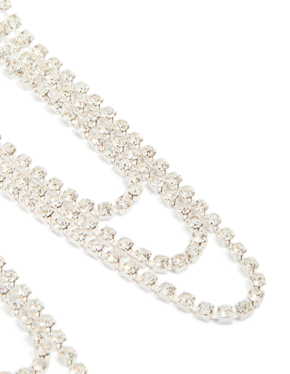 Silver Diamante & Layered Chain Drop Earrings