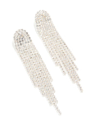 Silver Diamante Fringe Drop Earrings - link has visual effect only