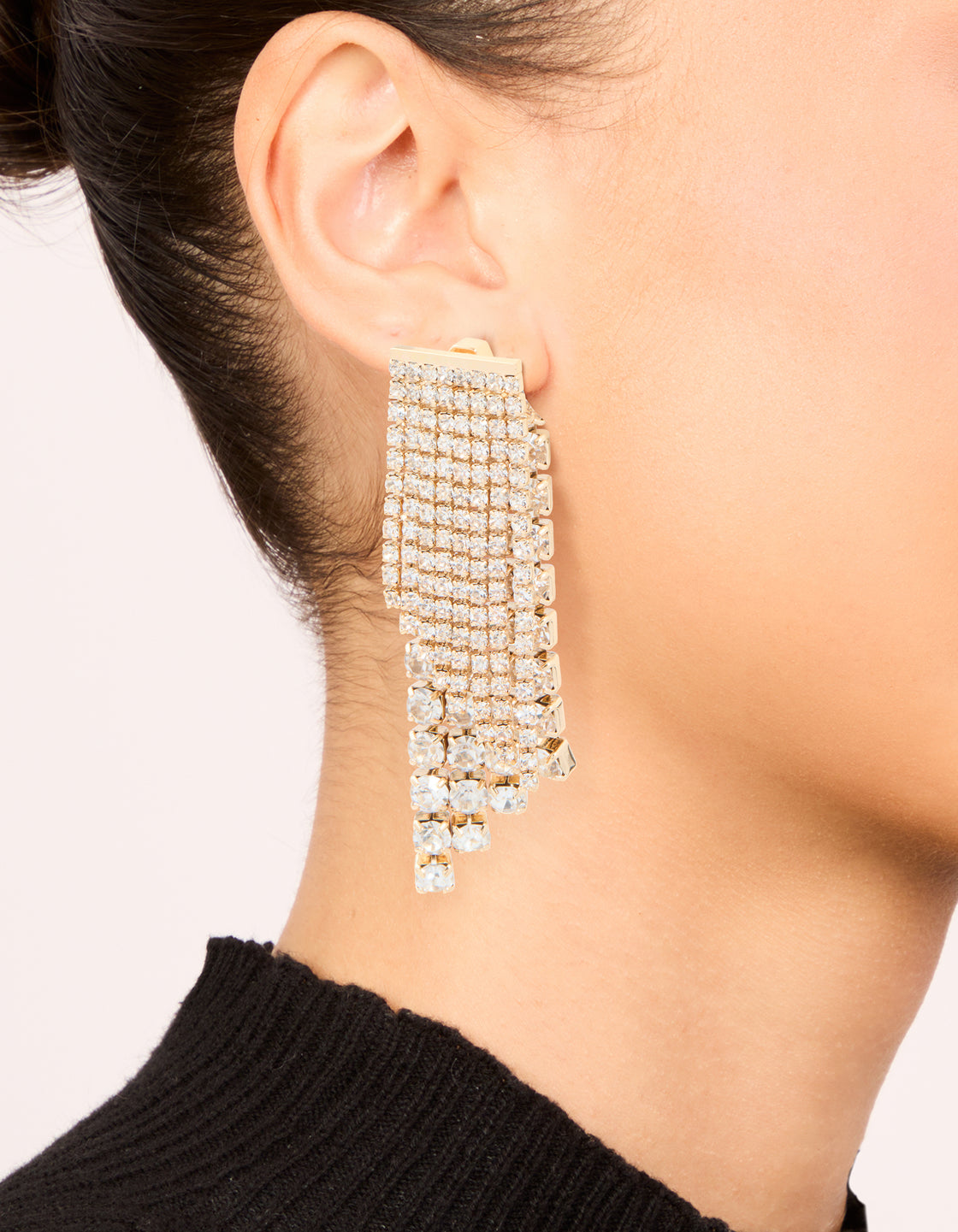Gold Diamante Cupchain Drop Earrings