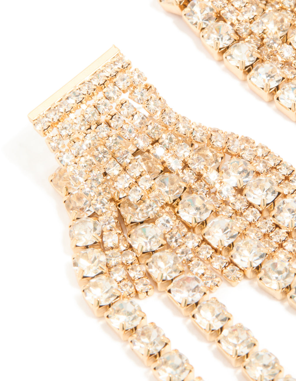 Gold Diamante Cupchain Drop Earrings