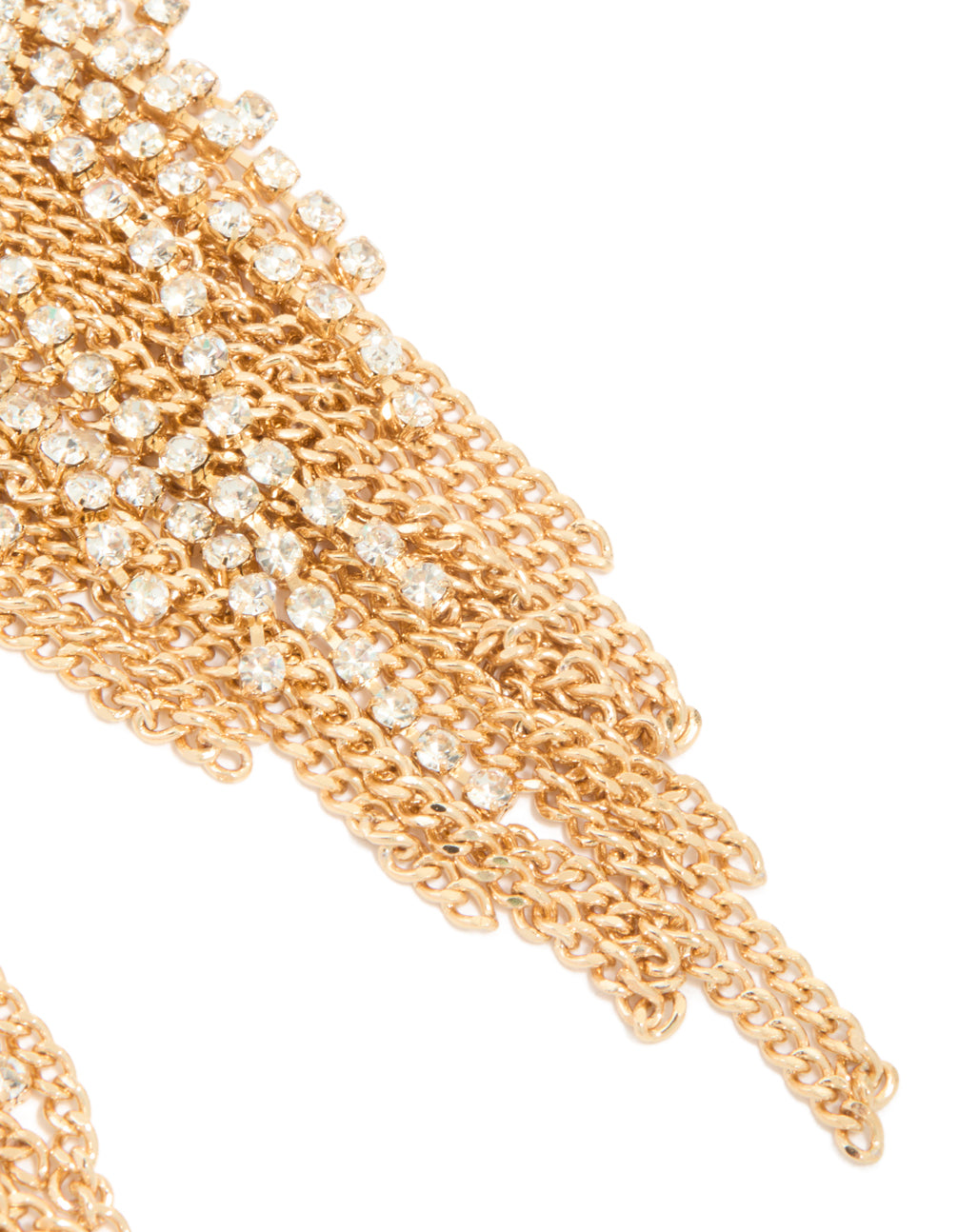 Gold Diamante Chain Fringe Earrings