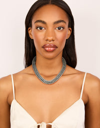 Gunmetal Silver Diamante Tube Necklace - link has visual effect only