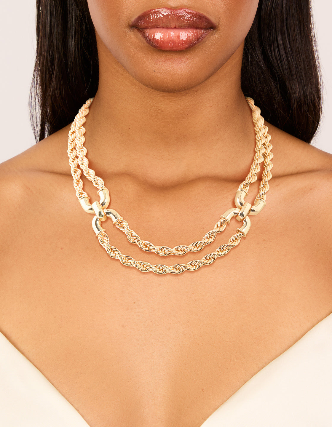 Gold Twisted Chain Layered Necklace