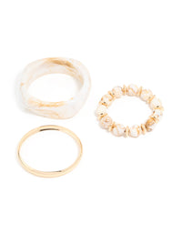 Gold & White Acrylic Bangles 3-Pack - link has visual effect only
