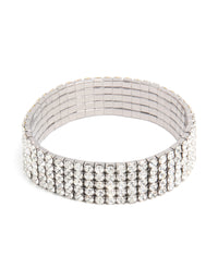 Gunmetal Silver Diamante Stretch Bracelet - link has visual effect only