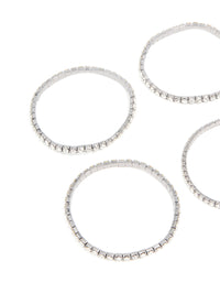 Gunmetal Silver Diamante Stretch Bracelets 6-Pack - link has visual effect only
