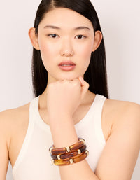 Brown Gold & Acrylic Stretch Bracelets 3-Pack - link has visual effect only