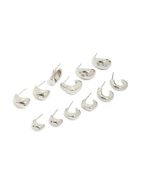 Silver Minimal Hoop Earrings 6-Pack - link has visual effect only