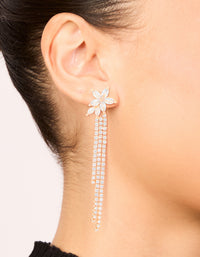 Gold Cubic Zirconia Flower Cup Chain Drop Earrings - link has visual effect only