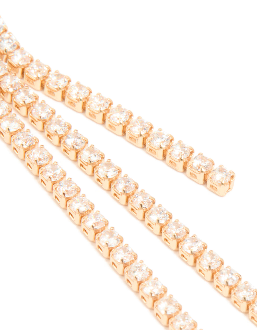 Gold Cubic Zirconia Flower Cup Chain Drop Earrings