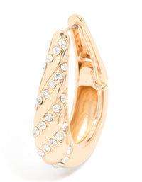 Gold Diamante Twist Hoop Earrings - link has visual effect only