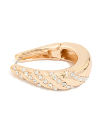 Gold Diamante Twist Hoop Earrings - link has visual effect only