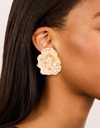 Gold Diamante Layered Flower Stud Earrings - link has visual effect only