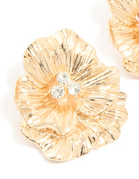 Gold Diamante Layered Flower Stud Earrings - link has visual effect only