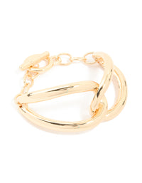 Gold Large Link Front Bracelet - link has visual effect only