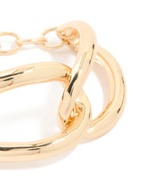 Gold Large Link Front Bracelet - link has visual effect only