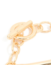 Gold Large Link Front Bracelet - link has visual effect only