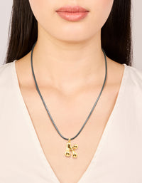 Waterproof Gold Plated Stainless Steel Large Bubble Letter K Cord Necklace - link has visual effect only