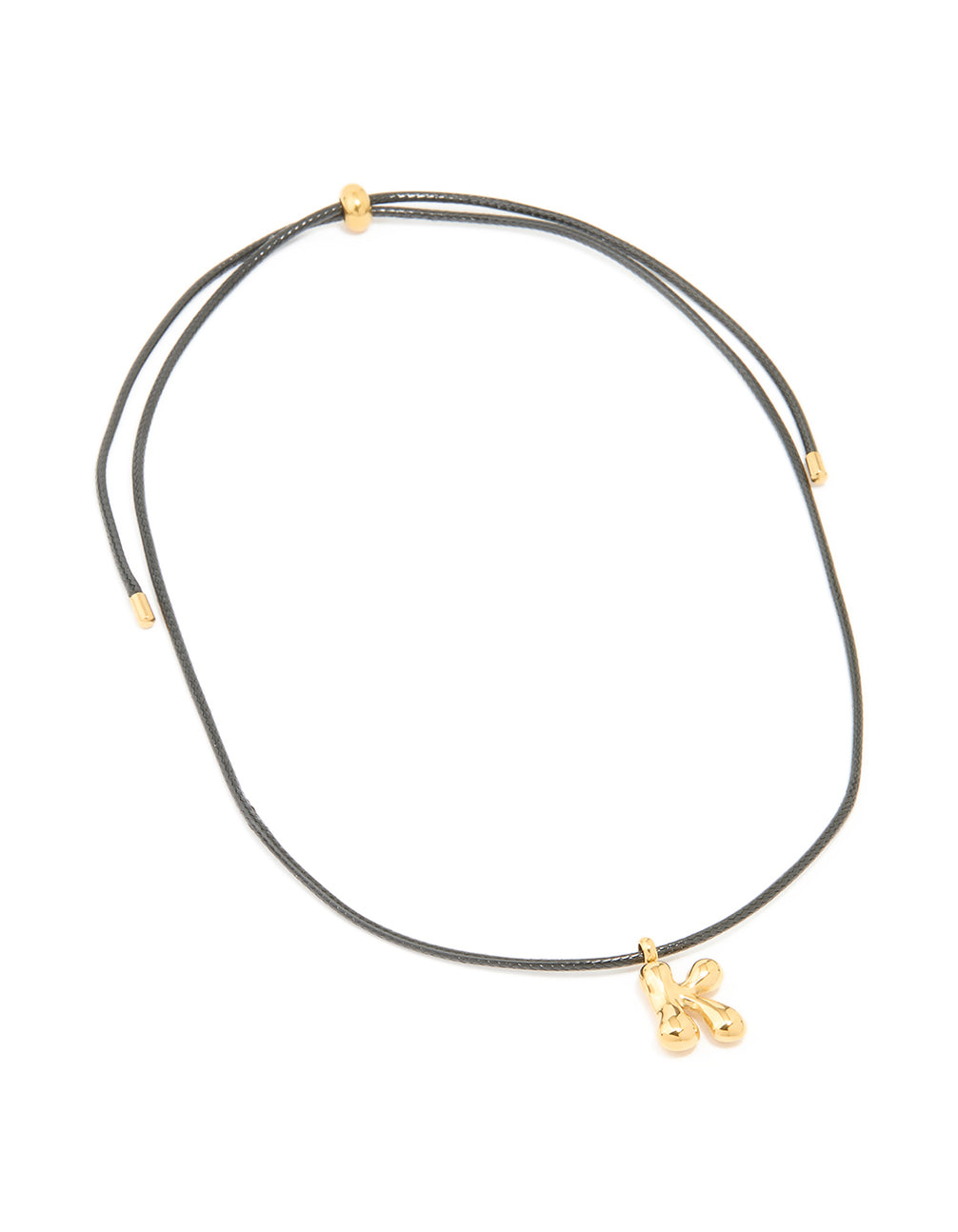 Waterproof Gold Plated Stainless Steel Large Bubble Letter K Cord Necklace