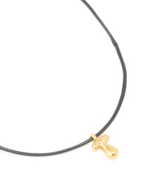 Waterproof Gold Plated Stainless Steel Large Bubble Letter T Cord Necklace - link has visual effect only