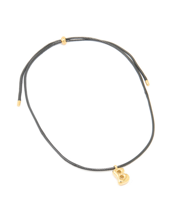 Waterproof Gold Plated Stainless Steel Large Bubble Letter B Cord Necklace