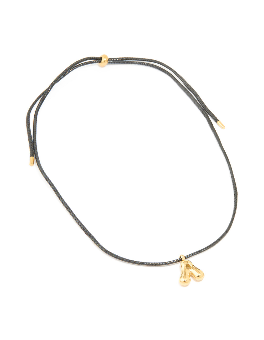 Waterproof Gold Plated Stainless Steel Large Bubble Letter A Cord Necklace