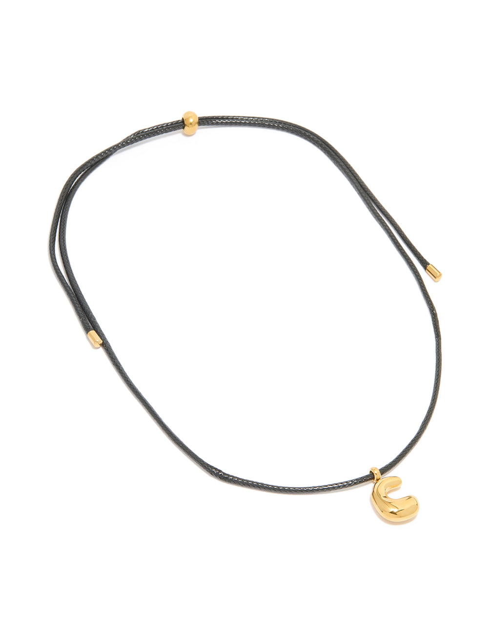 Waterproof Gold Plated Stainless Steel Large Bubble Letter C Cord Necklace