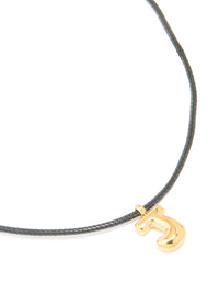 Waterproof Gold Plated Stainless Steel Large Bubble Letter J Cord Necklace - link has visual effect only