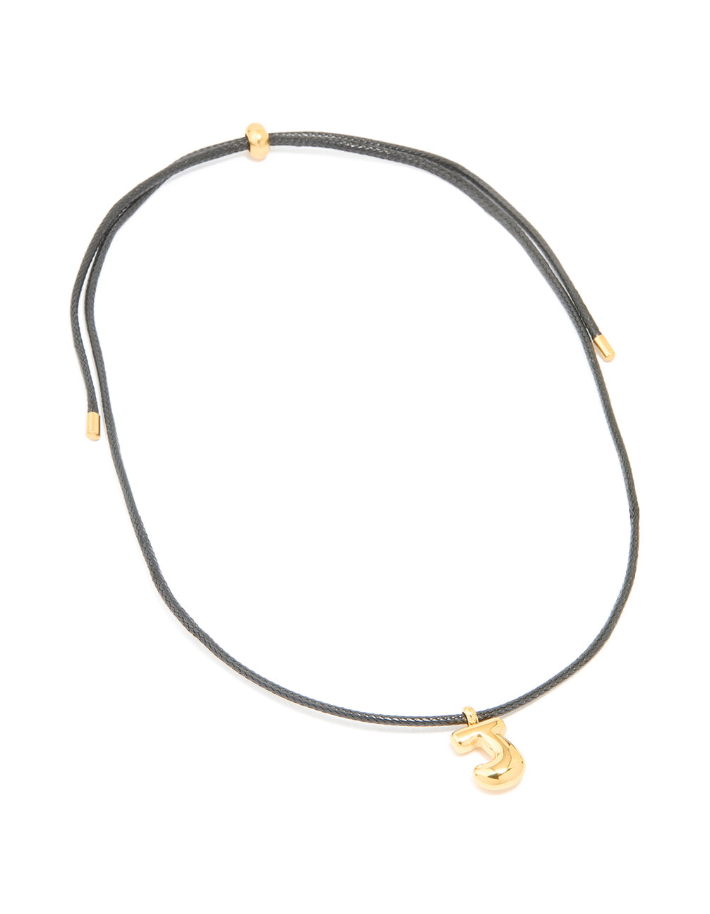 Waterproof Gold Plated Stainless Steel Large Bubble Letter J Cord Necklace