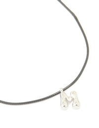Waterproof Stainless Steel Large Bubble Letter M Cord Necklace - link has visual effect only
