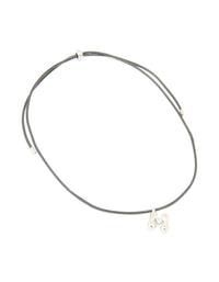 Waterproof Stainless Steel Large Bubble Letter M Cord Necklace - link has visual effect only