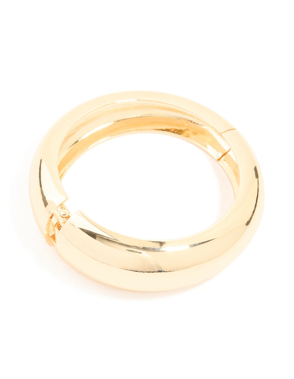 Gold Smooth Round Hinged Bangle