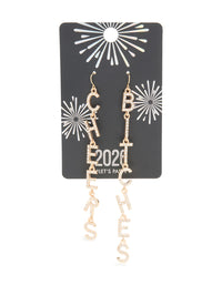 Gold Diamante Cheers B*tches Drop Earrings - link has visual effect only