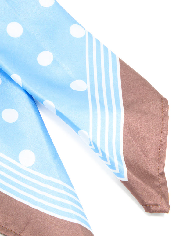 Blue & White Polka Dot Print Fabric Scarf