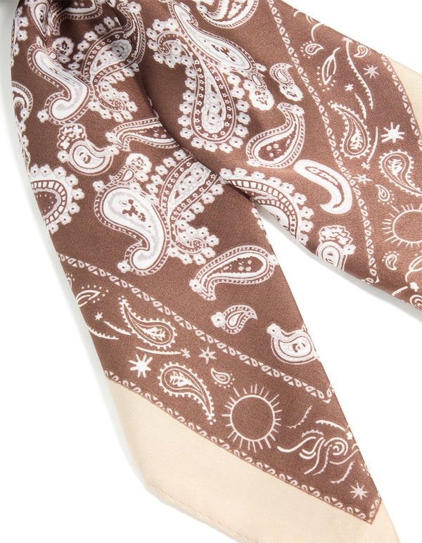 Brown Paisley Printed Fabric Scarf