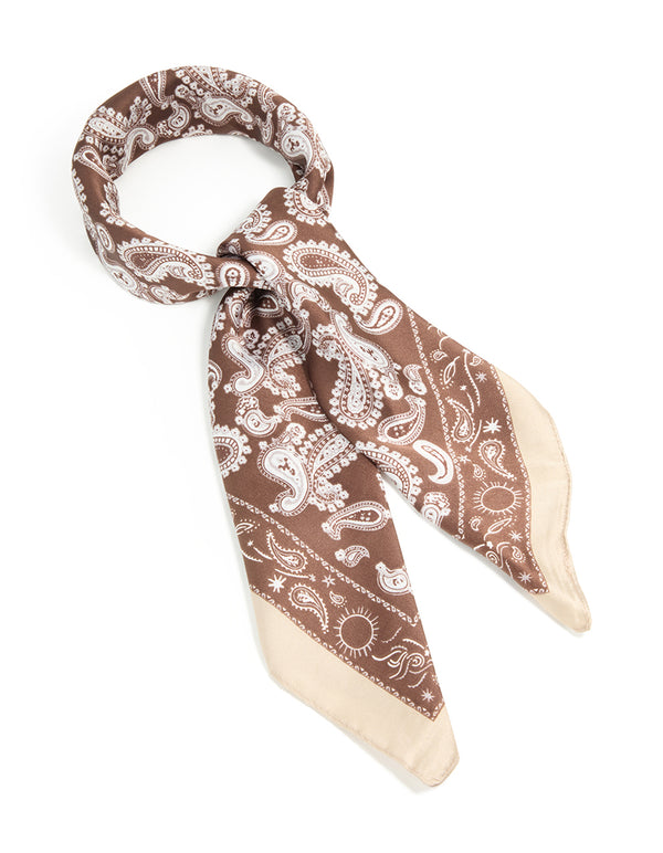 Brown Paisley Printed Fabric Scarf