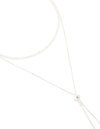Silver Plated Cubic Zirconia Cup Chain & Snake Chain Y-Necklace - link has visual effect only